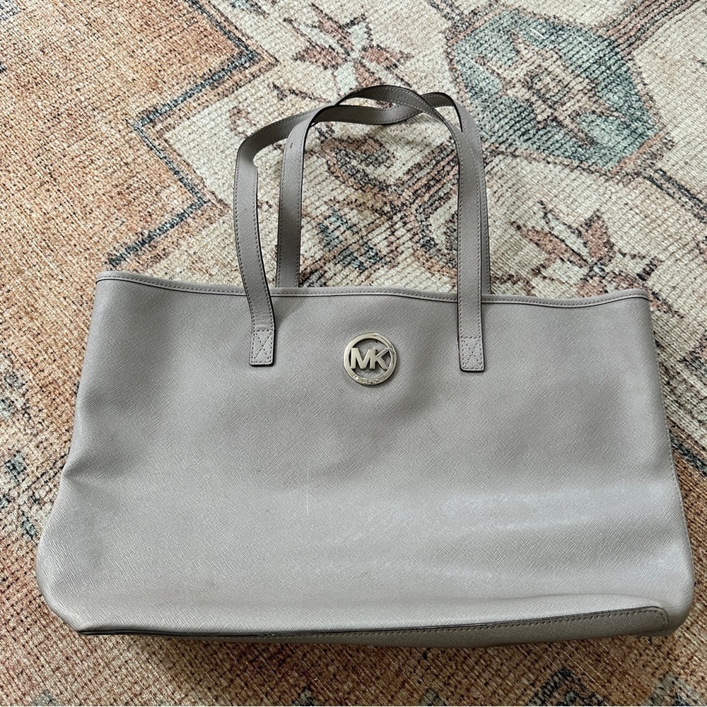 Michael Michael Kors Grey Leather Tote Bag